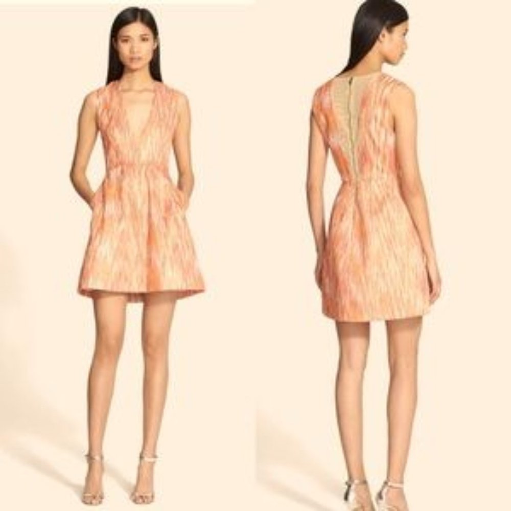 Alice + Olivia 'Pacey' Deep-V Neck Lantern Dress
